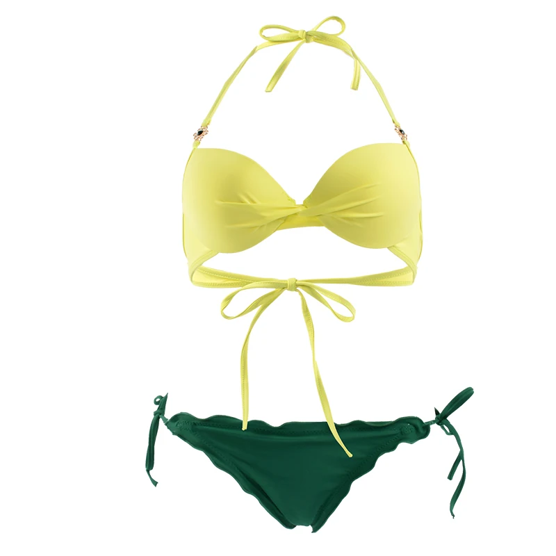 TYAKKVE сексуальный bikini2019 чистый цвет Холтер Бандаж регулируемый супер маленький