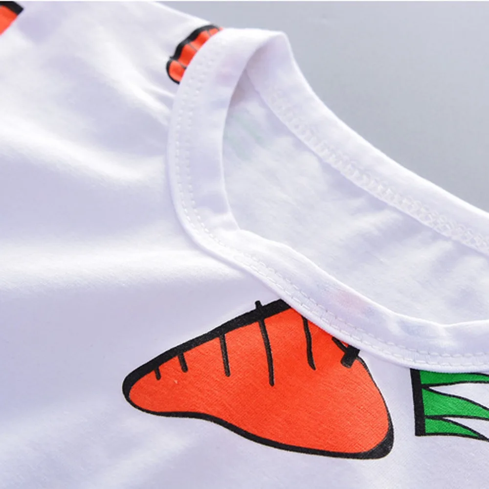 Летняя новая одежда хлопковая для детей повседневные футболки с морковкой