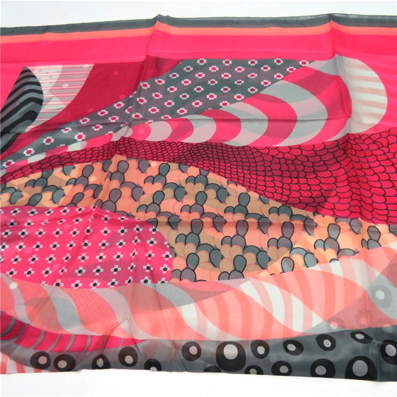 Scarf For Women Large Square Polyester Geometric Ladies Bandana Summer Pashminas Shawl Wrap Muslim Hijab Scarves Female Lencos | Аксессуары