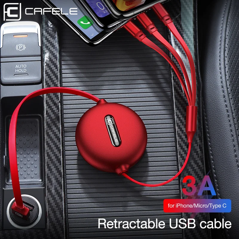 Cafele 3 в 1 Micro USB кабель usb type C кабель для iPhone зарядное устройство выдвижной кабель поддержка быстрой зарядки синхронизации данных 120 см