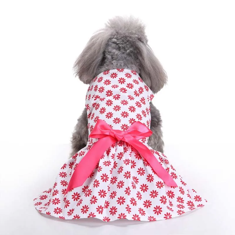2018 Summer Pet Dog Dress High Quality Polyester Clothes White Dotted Princess Cute | Дом и сад