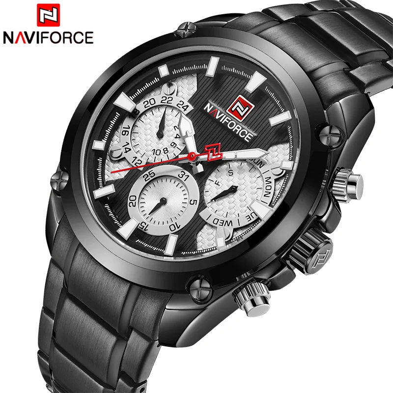 

NAVIFROCE 2018 The New Men Leisure Sports Watches Men Fashion Stainless Steel Quartz Date 24 Hour Analog Clock Relogio Masculino