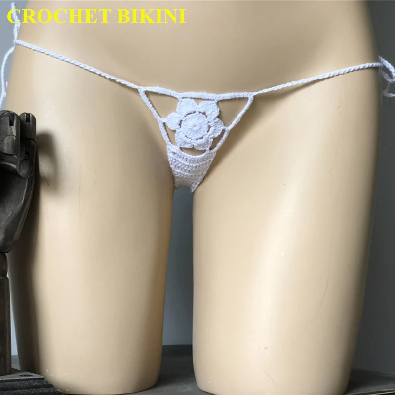 Biquíni de crochê brasileiro, para moças, fundo de biquíni, micro tanga, roupa de banho, shorts, 2021 algodão artesanal (0)