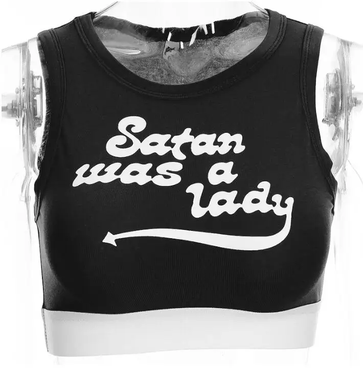 Забавный женский укороченный топ satan was a lady