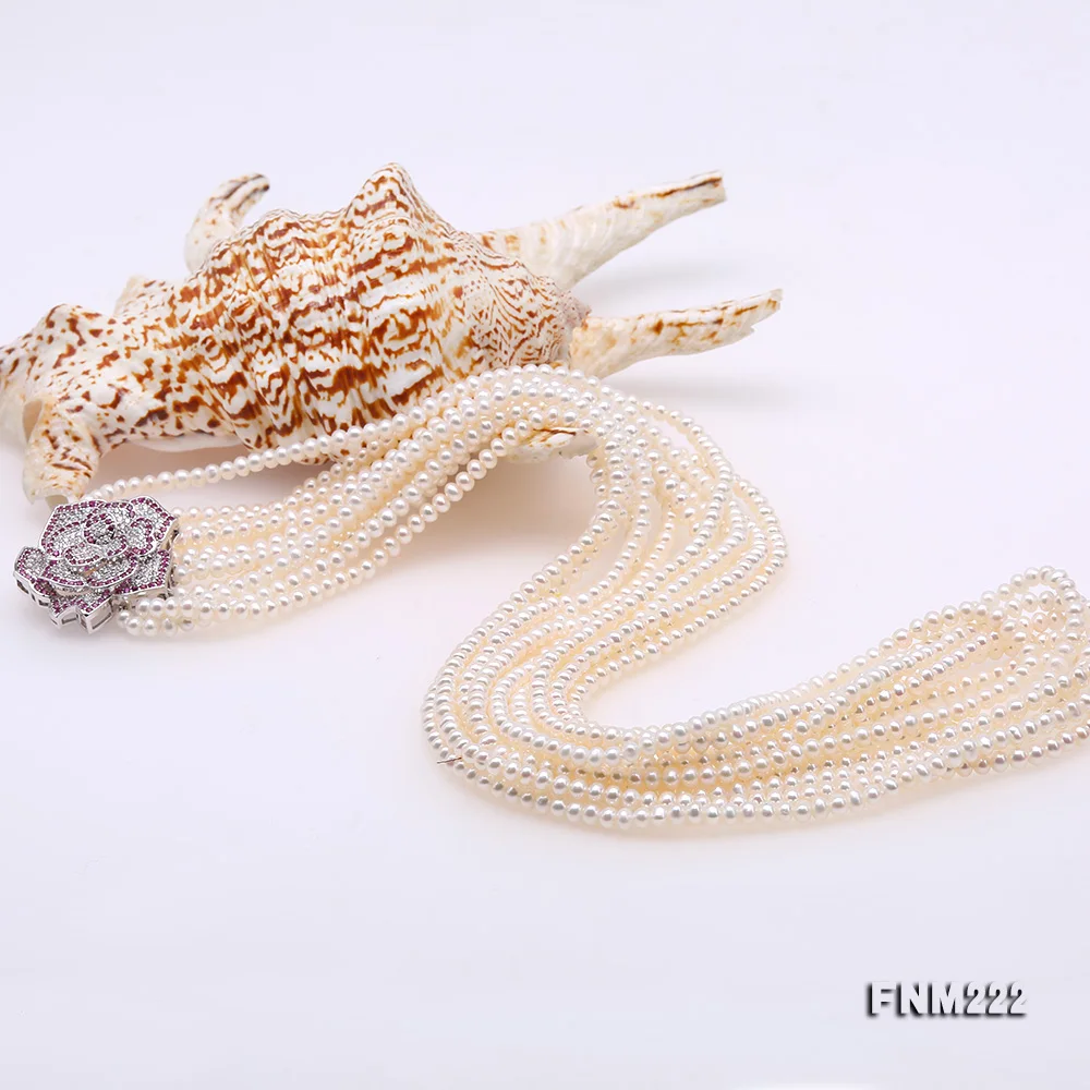 Ожерелье JYX длинное из нескольких нитей элегантное колье белого пресноводного