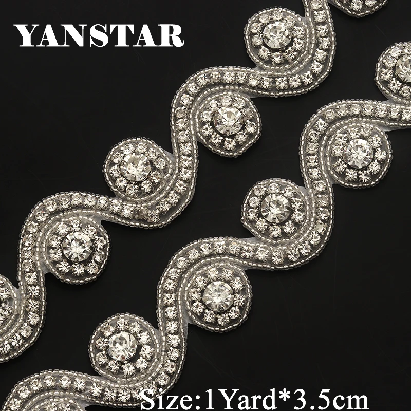 YANSTAR ручной работы 10 ярдов украшенные кристаллами и бусинами Швейные Свадебные