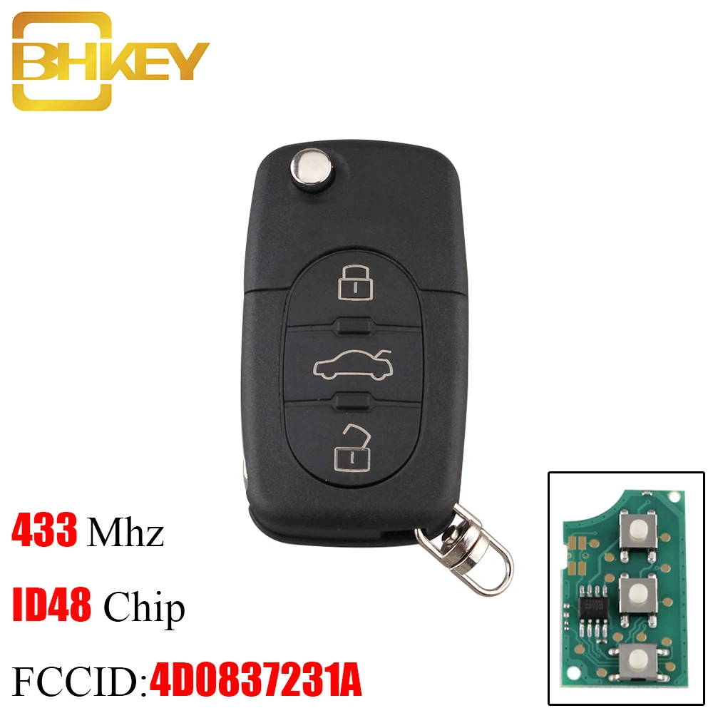 BHKEY 3B дистанционный ключ для AUDI 433 МГц ID48 чип Audi A3 A4 A6 A8 старые модели 4D0 837 231 A 4D0837231A