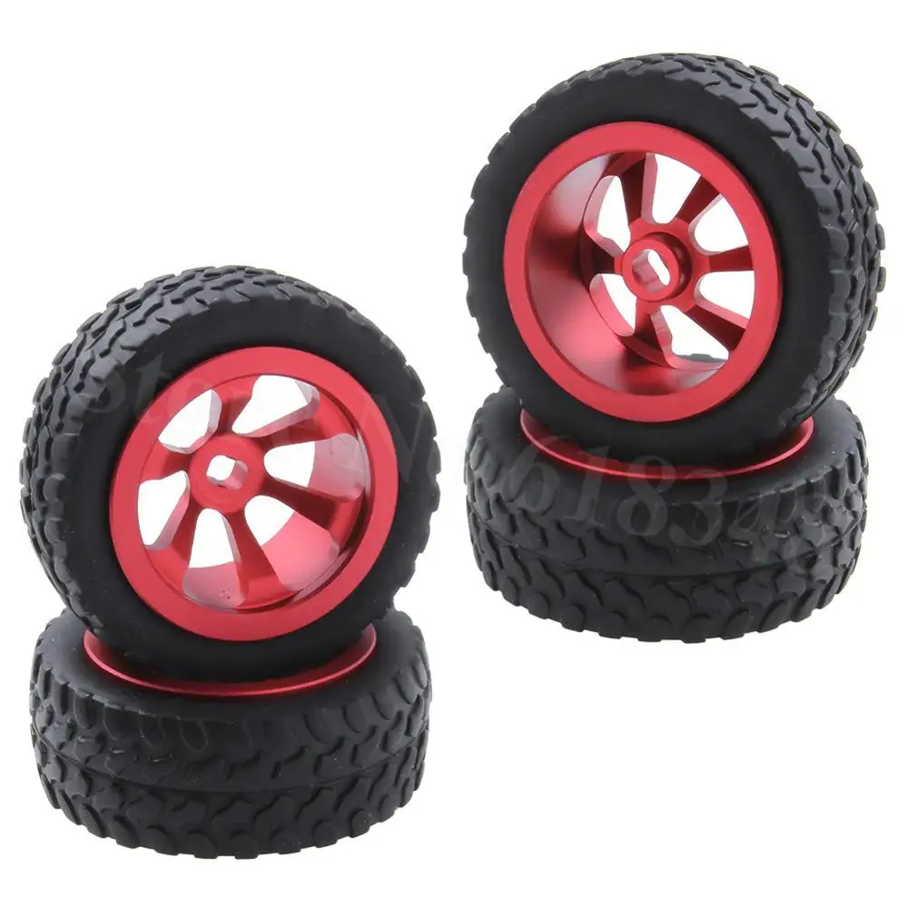 Red 4 шт. шины и колеса из алюминиевого сплава для WLtoys 1/28 RC автомобилей K969 K989 K999 P929 4WD короткий ход дрейф внедорожных ралли обновленная часть - Цвет: Red