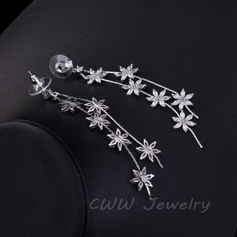 Серьги на цепочке женские с фианитами 8 2 см|long chain earrings|chain drop earringschain earrings |