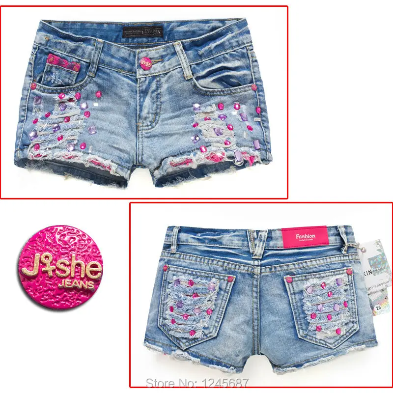 new 2014 denim shorts colour rhinestone 