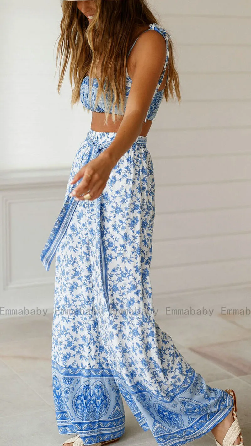 Жаркая распродажа 2019 Женское летнее комфортное повседневное платье без рукавов с цветочным принтом в бохо-стиле, двухчастный комбинезон-ромпер.