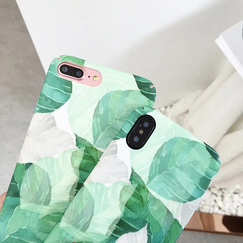 Boucho модный художественный чехол для телефона с зелеными листьями iPhone 8 6 6S 7 Plus X