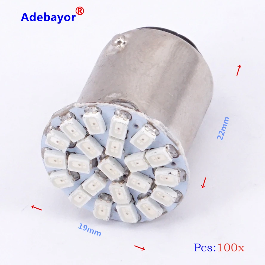 СВЕТОДИОДНЫЙ Автомобильный стоп сигнал 100X 1157 P21/4W P21/5W 7528 BAY15D 22 3020 SMD 1206 чистый