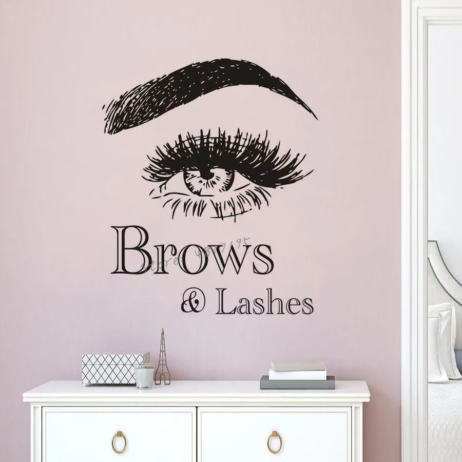 Виниловые наклейки на стены Brows с логотипом для макияжа фотостудии бровей