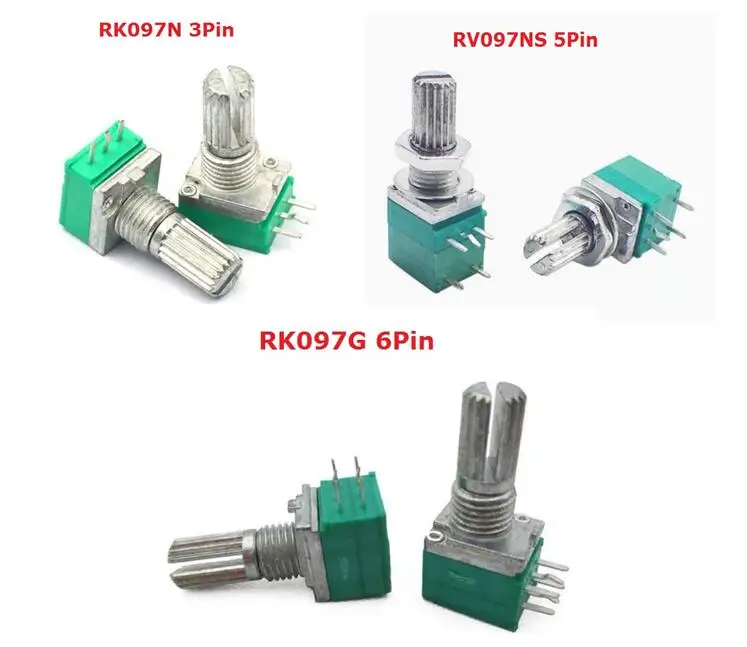 5 шт. B100K B500K B5K B10K B20K B50K RK097G RK097N RV097NS двойной потенциометр 3pin 5pin 6pin 3/5/6/P/Foot/pin 15 мм