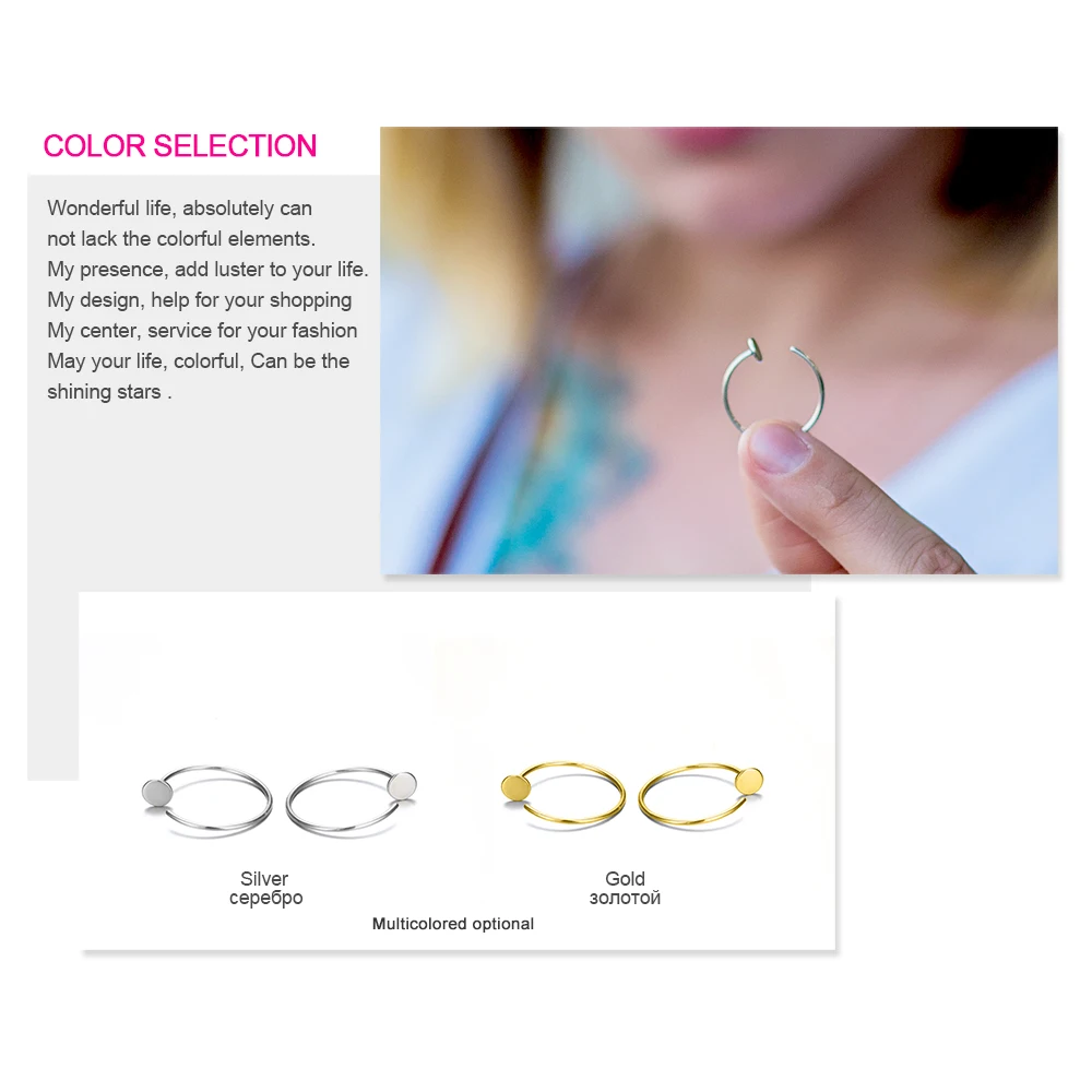 925 стерлингового серебра золотом обручальные серьги для женщин с простым круглым
