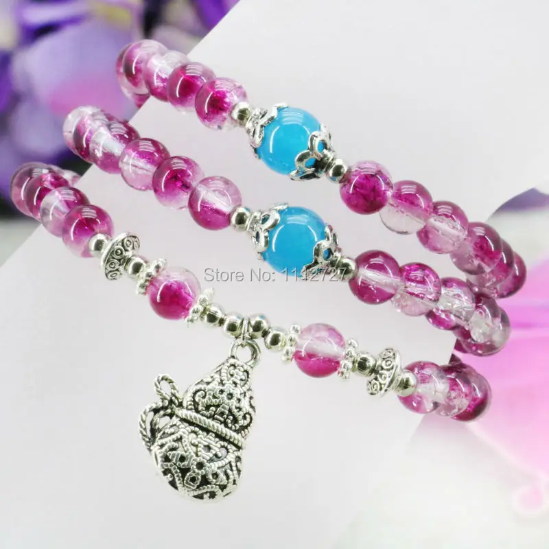 

Multicolor Fashion Charm 3Rows Glass Beads Crystal Bracelet Bangles Hand Chain 6mm Jewelry making design For Women Girls Gifts