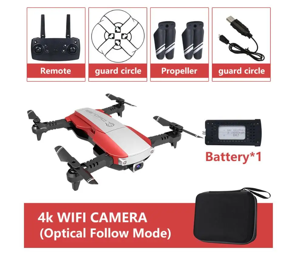 4K Red DRONE 4K Радиоуправляемый Дрон оптический поток 1080P HD камера в реальном времени воздушная видео Радиоуправляемый квадрокоптер самолет позиционирование RTF VS DJI MAVIC 2 AIR E58 - Цвет: 4K Red DRONE