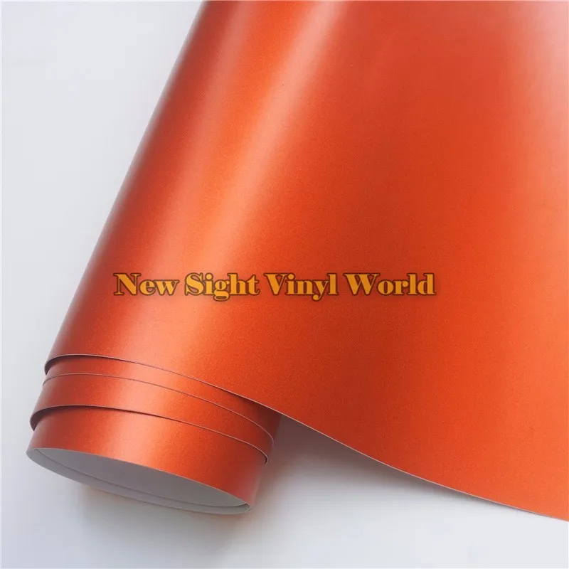 

High Quality Orange Satin Metallic Wrap Matte Satin Metal Orange Vinyl Air Release For Car Wrapping