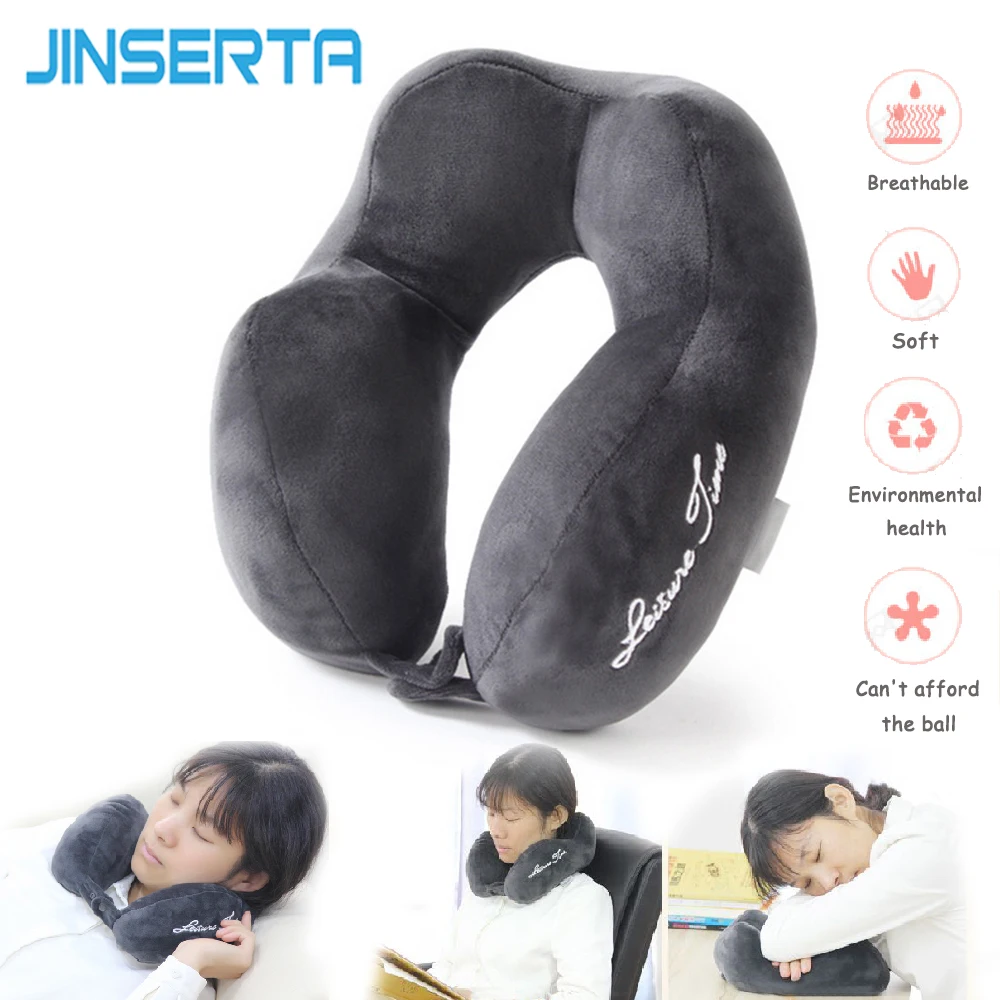 JINSERTA, мягкая плюшевая u-образная подушка для путешествий, хлопок, Офисная подушка для головы, подушка для шеи, для автомобиля, подушки для сидения, спальный подголовник