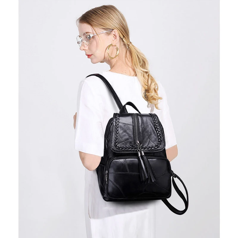 

2019 new retro PU stitching shoulder bag large capacity shoulder Mummy bag out baby care diaper bag casual backpack