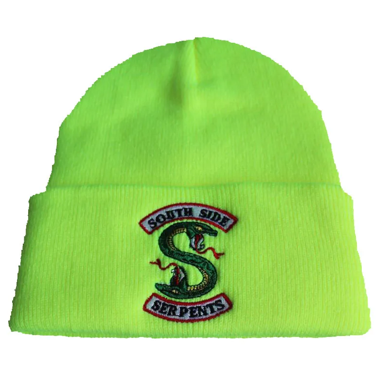 style1 neon yellow Новинка года! Новые шапки-бини ривердейла для мужчин и женщин, змеи, шляпы для косплея, зимние вязаные шапки с вышивкой, Лидер продаж - Цвет: style1 neon yellow
