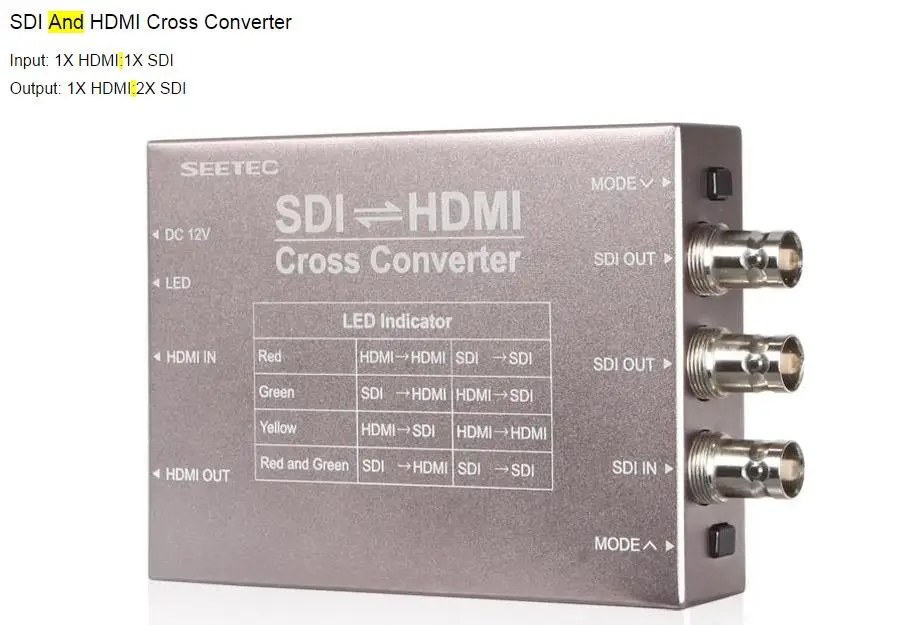 SEETEC Mini HDMI в SDI/SDI в HDMI конвертер SCH Full HD вещания конвертер 1080P SDI HDMI крест конвертер SCH