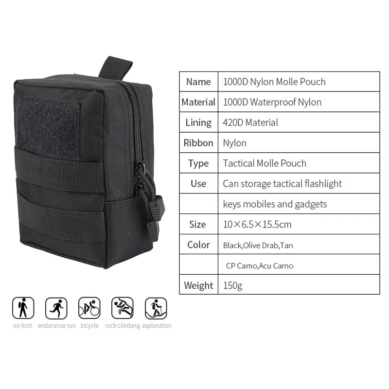 Тактическая Сумка Molle EDC, сумка для использования на открытом воздухе, сумка на пояс, 1000D, военная портативная водонепроницаемая сумка для кемпинга, пешего туризма