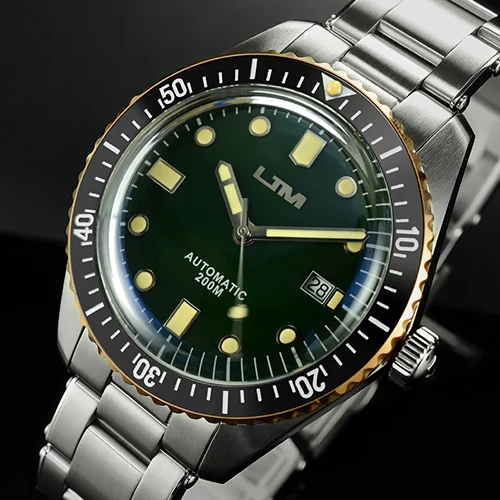 Мужские винтажные часы для дайвинга San Martin Sixty-Five, автоматические часы из нержавеющей стали 200, водонепроницаемые бронзовые кольцевые часы в ретро-стиле - Цвет: green dial
