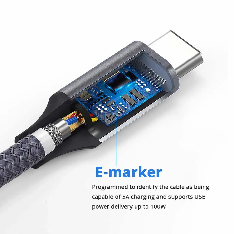 Электрический кабель usb type-C-usb type-C для samsung Galaxy S9 Plus, huawei, поддержка PD3.0, 100 Вт, 5A, зарядный кабель для устройств type-C