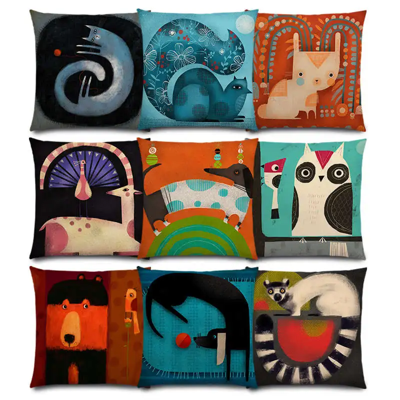 Абстрактная фантазия животные живопись такса сова кошка собака белка кролик