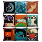 Абстрактная фантазия, животные, живопись такса, сова, кошка, собака, белка, кролик, лиса, верблюд, слон, хороший чехол для подушки, наволочка