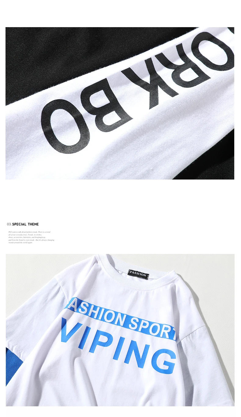 Una Reta T-Shirt Men Spring New Brand Hip-Hop Letter Splicing Tee Top Fake Two Pieces Long Sleeve Streetwear Men T Shirt