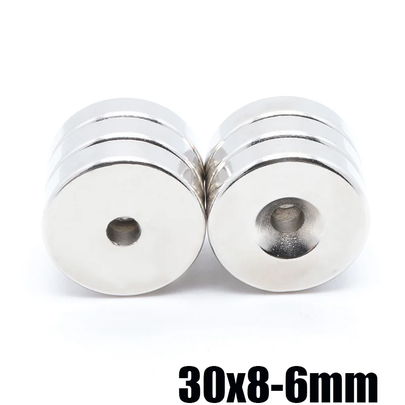 10 шт. 30 мм x8mm-6 N52 NdFeB кольцо, Магнит Dia. 30x8 мм толщиной M6 прямое отверстие неодимовый редкоземельный постоянный магнит 30x8-6mm