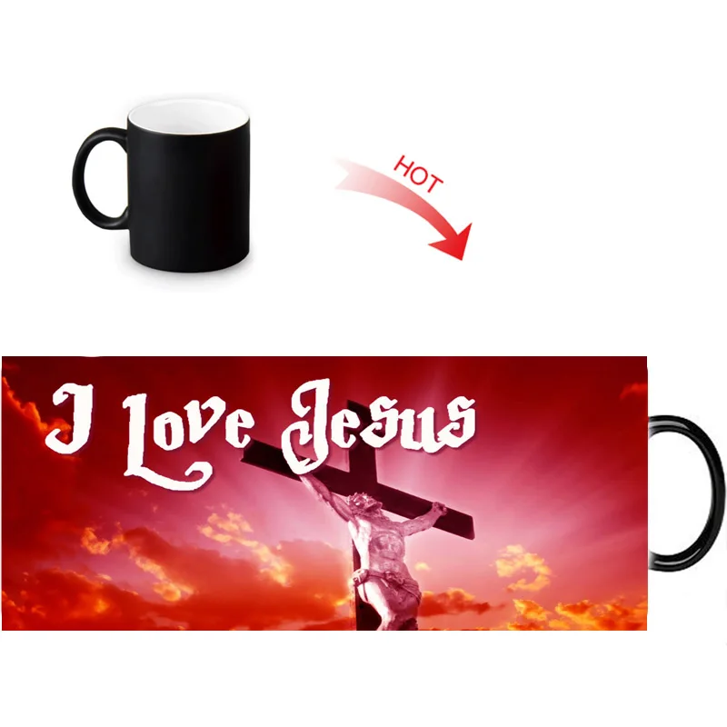 Заказная тепловая кружка с надписью Jesus Love молочное пиво кофе керамические