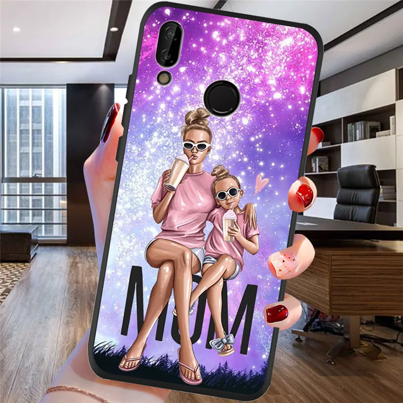 Модный чехол для девочек телефона с надписью Super Mom baby Huawei P8 P10 P20 P30 Mate 10 20 Honor 8 8X 8C 9