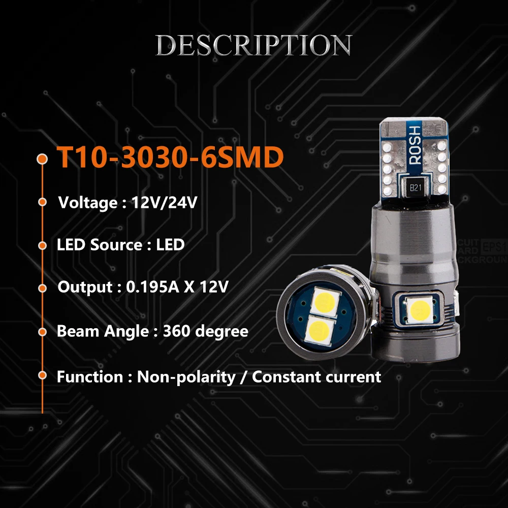 5/20 шт T10 3030 6 SMD LED W5W 194 168 Canbus безошибочная Автомобильная интерьерная лампа для
