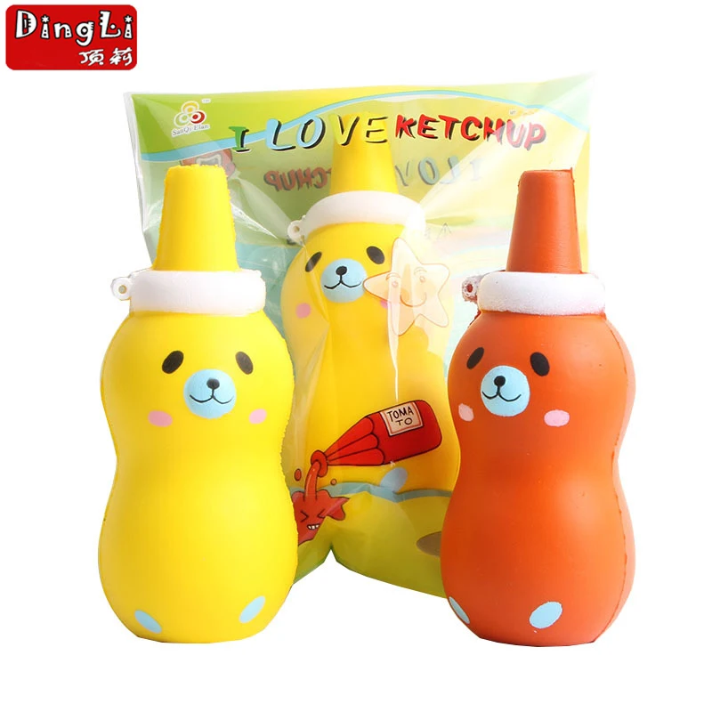 14 см снимает стресс Kawaii Jumbo милые оригинальные поддельные кетчуп мультфильм