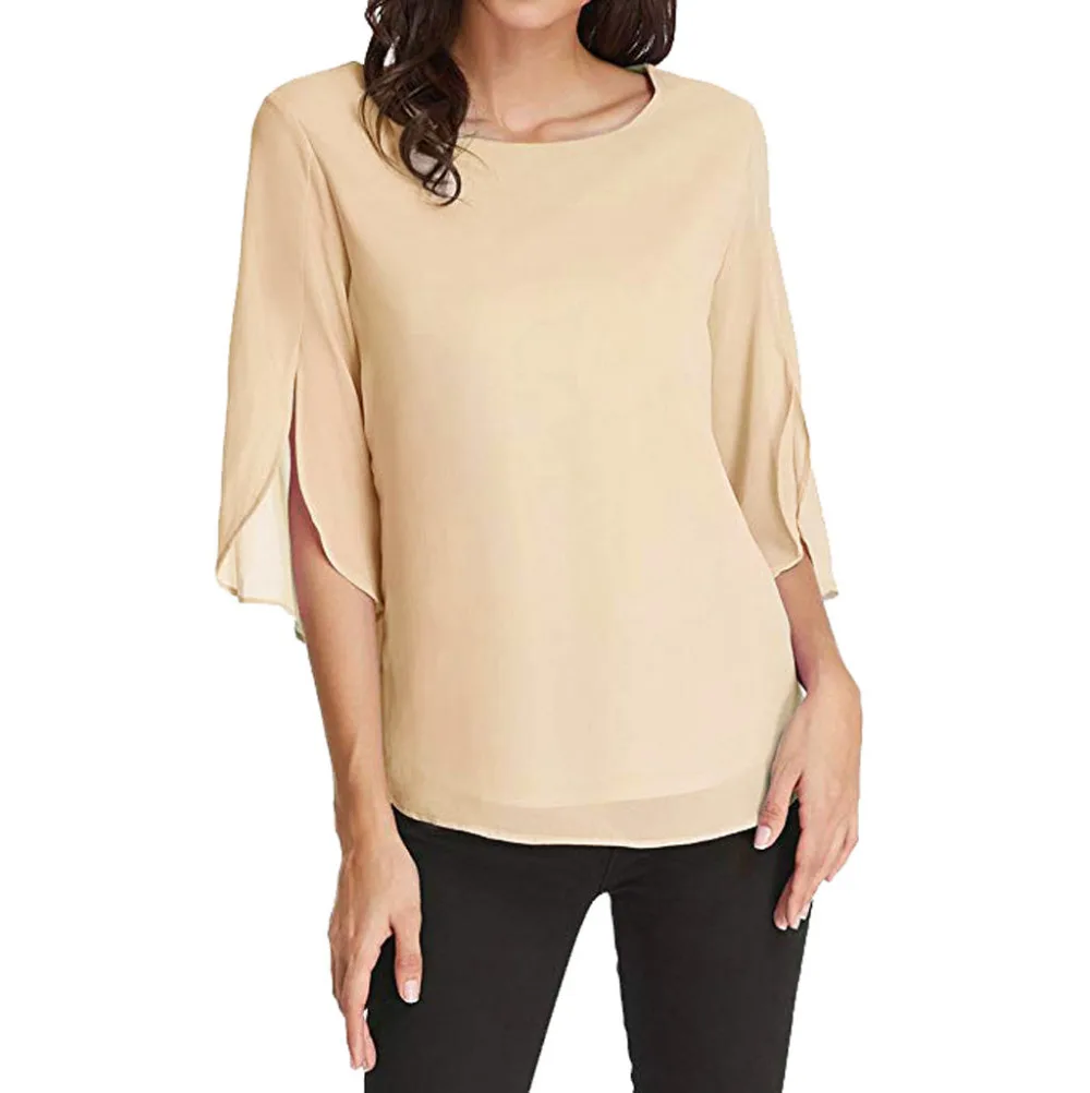 Summer Chiffon Blouse Women Casual Flare Sleeve Shirts Loose Ladies Tulle Mesh Tops Tee Office Blusas Mujer New 2019 |