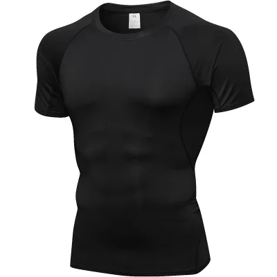 Pure Black Мужская футболка для бега, Спортивная футболка, Мужская футболка для тренировки, быстросохнущая Спортивная футболка, компрессионные футболки для бега, одежда для бодибилдинга - Цвет: Pure Black