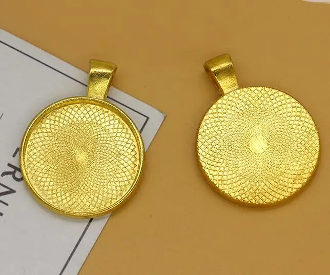 Gold 10 шт., 20 мм, 25 мм, 30 мм, кабошон, основание, подвеска, установка лотков, сделай сам, пустые ювелирные оправы, античное серебро+ розовое золото+ красная медь+ бронза - Цвет: Gold