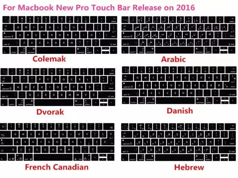 Чехол для клавиатуры 100 шт. Macbook 2017/2018 Pro 13 &quotA1706 15&quot A1707 Touch Bar силиконовый арабский