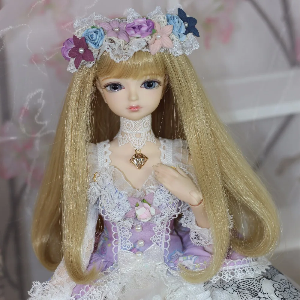 Кукла DBS 1/4 bjd 45 см фиолетовое розовое платье Цветочная повязка на голову ожерелье