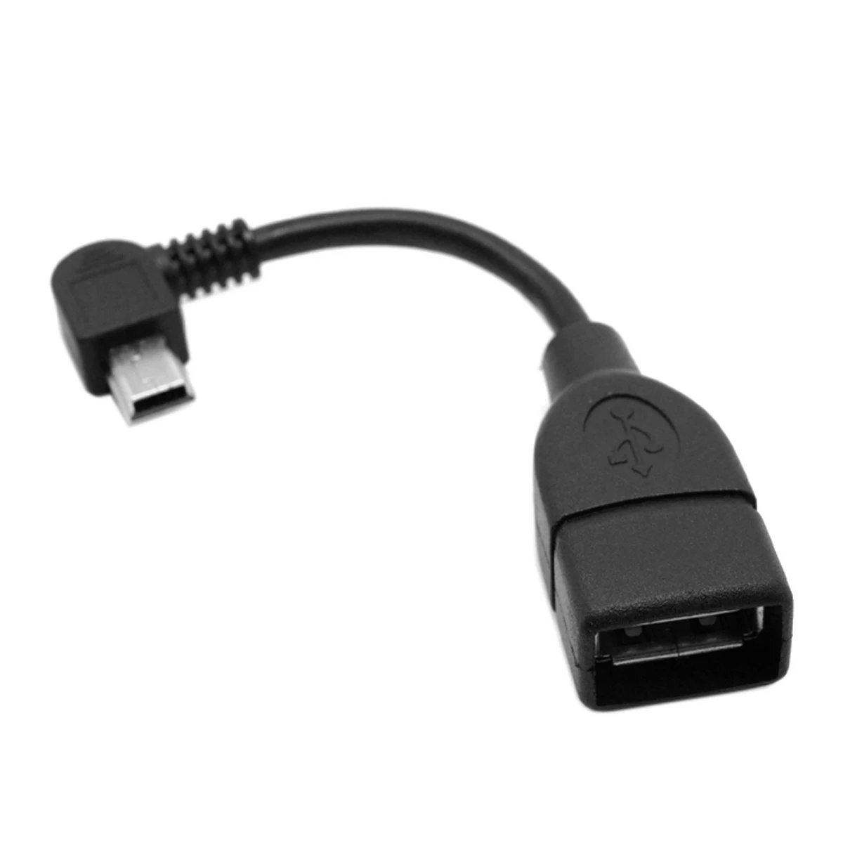 

USB 2.0 A Female OTG to Left Angled 90 Degree Mini B Male Cable 10cm Short USB A F Right Angled 90 Mini B Male