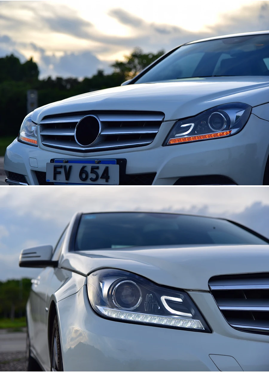 Головной светильник в сборе для Mercedes Benz W204 2011 2012 2013 C180C200C260 Светодиодный дневной светильник светодиодный поворотник
