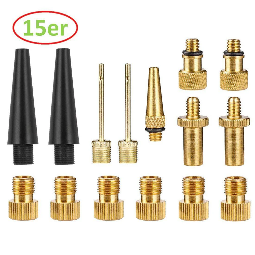 15pcs 10/15 шт аксессуары для велосипедных шин адаптер компрессора комплект прочный Медь воздушный насос легко установить игла - Цвет: 15pcs