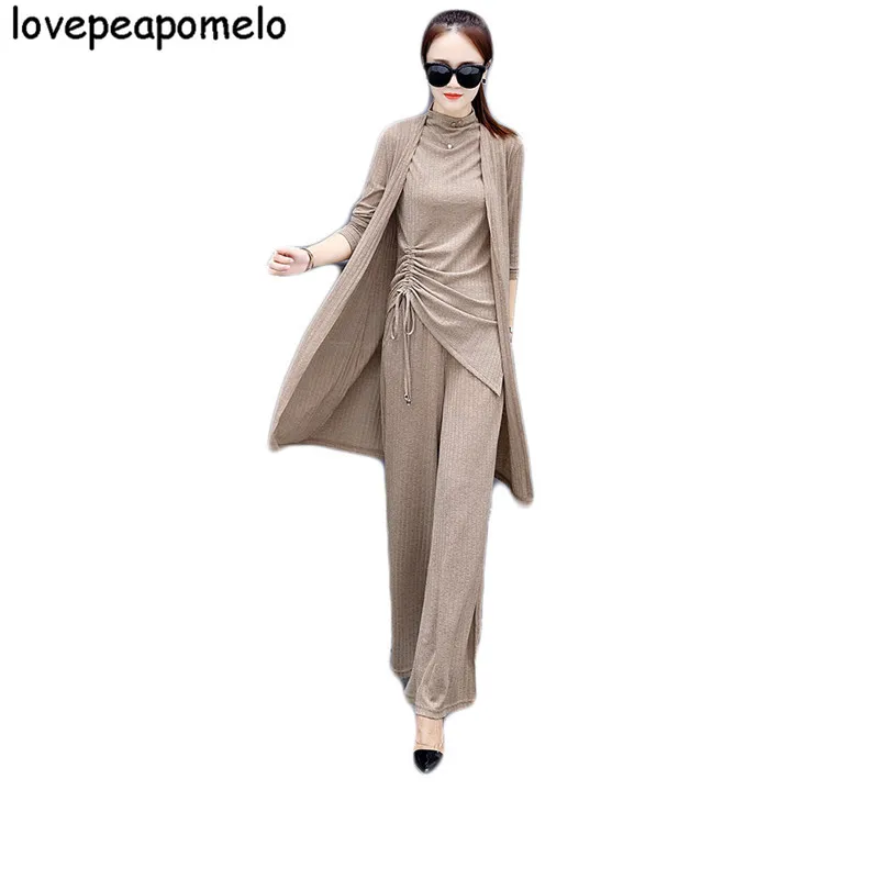 

5XL New Spring Female Temperament suit Korean Fashion Women's Three sets Knltted sweaters M-5XL D278