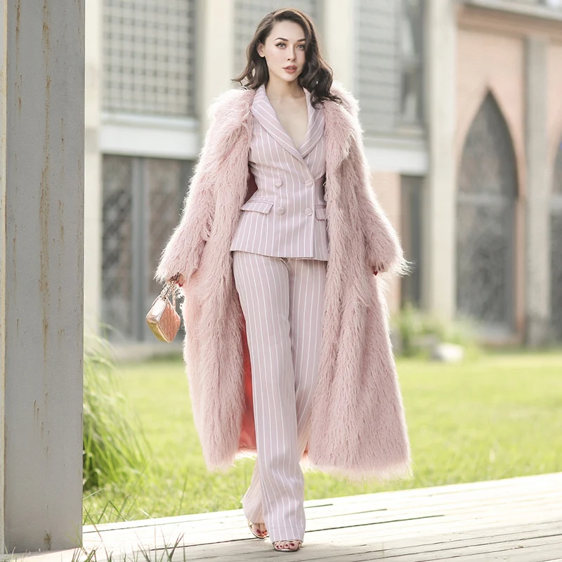 Le palais Винтаж 2018FW элегантные полосатые брюки костюмы для женщин с подплечником