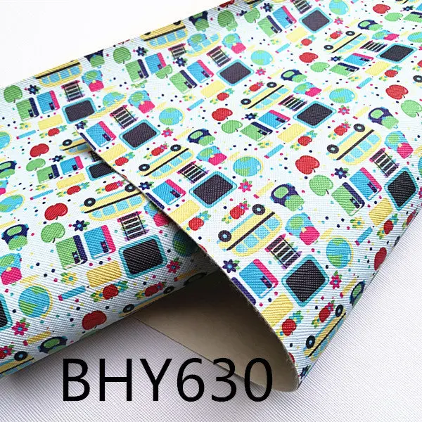 BHY630 7,6*12 дюймов мультфильм печати искусственная кожа для DIY аксессуары BHY625 - Цвет: BHY630