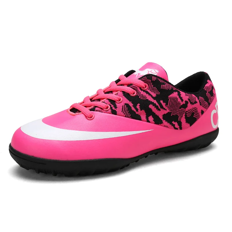 TF pink Мужские футбольные бутсы, уличные Бутсы для газона, футбольные дышащие TF длинные шипы, ботинки для тренировок, мужские спортивные кроссовки, обувь для футбола - Цвет: TF pink